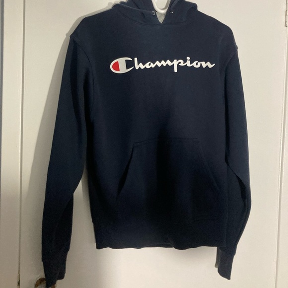 Men’s Champion pull over hoodie navy blue - Picture 1 of 1
